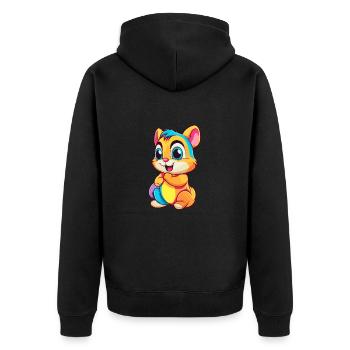 Chipmunk Colorful Watercolor Cartoon Kawaii Animal - Unisex Premium Organic Zip Hoodie - black - Back - Nico (187cm)