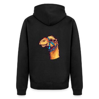 Camel Colorful Watercolor Cartoon Kawaii Animal - Unisex Premium Organic Zip Hoodie - black - Back - Nico (187cm)