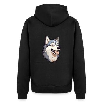 Alaskan Husky Dog Breed Cartoon Kawaii Illustratio - Unisex Premium Organic Zip Hoodie - black - Back - Nico (187cm)