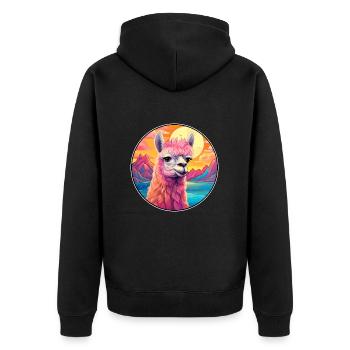Alpaga Aquarelle Colorée Dessin Animé Kawaii Animal - Veste à capuche bio Premium Unisexe - noir - Dos - Nico (187cm)