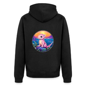 Axolotl Aquarelle Colorée Dessin Animé Kawaii Animal - Veste à capuche bio Premium Unisexe - noir - Dos - Nico (187cm)