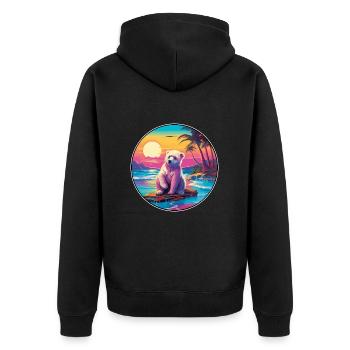 Bär buntes Aquarell Cartoon Kawaii Tier - Unisex Premium Bio Zip Hoodie - Schwarz - Hinten - Nico (187cm)