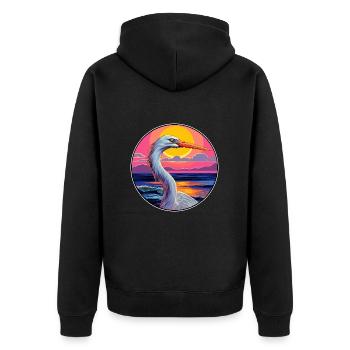 Storch buntes Aquarell Cartoon Kawaii Tier - Unisex Premium Bio Zip Hoodie - Schwarz - Hinten - Nico (187cm)