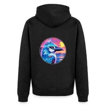 Blue Jay Colorful Watercolor Cartoon Kawaii Animal - Unisex Premium Organic Zip Hoodie - black - Back - Nico (187cm)