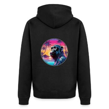 Bonobo Colorful Watercolor Cartoon Kawaii Animal - Unisex Premium Organic Zip Hoodie - black - Back - Nico (187cm)