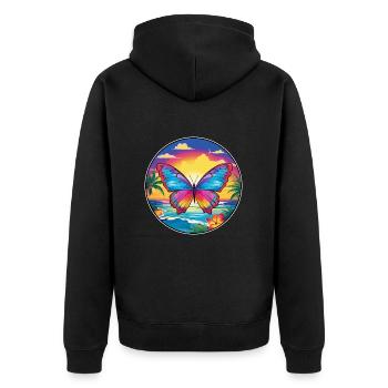 Schmetterling Bunte Aquarell-Karikatur Kawaii Haustier - Unisex Premium Bio Zip Hoodie - Schwarz - Hinten - Nico (187cm)
