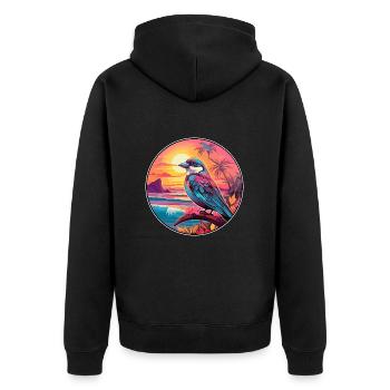 Sperling Buntes Aquarell Cartoon Kawaii Tier - Unisex Premium Bio Zip Hoodie - Schwarz - Hinten - Nico (187cm)