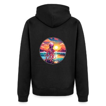 Squid Colorful Watercolor Cartoon Kawaii Animal - Unisex Premium Organic Zip Hoodie - black - Back - Nico (187cm)