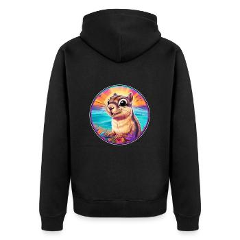 Chipmunk Colorful Watercolor Cartoon Kawaii Animal - Unisex Premium Organic Zip Hoodie - black - Back - Nico (187cm)