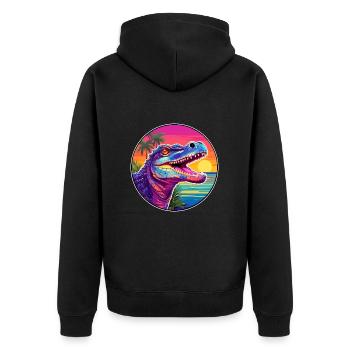 Crocodile Aquarelle Colorée Dessin Animé Kawaii Pet - Veste à capuche bio Premium Unisexe - noir - Dos - Nico (187cm)