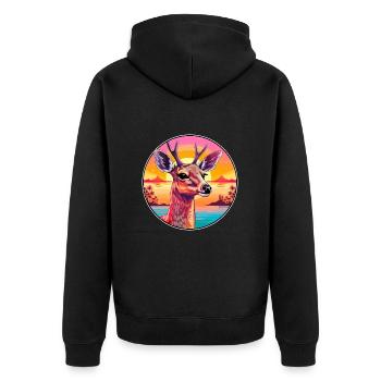 Cerf Aquarelle Colorée Dessin Animé Kawaii Animal - Veste à capuche bio Premium Unisexe - noir - Dos - Nico (187cm)
