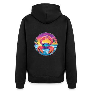 Crab Colorful Watercolor Cartoon Kawaii Animal - Unisex Premium Organic Zip Hoodie - black - Back - Nico (187cm)
