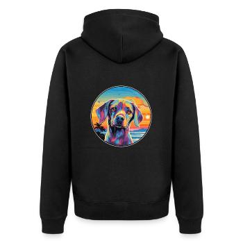 Hund Buntes Aquarell Cartoon Kawaii Tier - Unisex Premium Bio Zip Hoodie - Schwarz - Hinten - Nico (187cm)