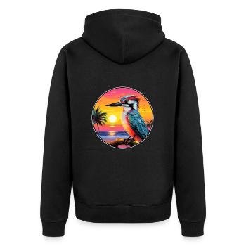 Specht bunte Aquarell-Karikatur Kawaii Haustier - Unisex Premium Bio Zip Hoodie - Schwarz - Hinten - Nico (187cm)