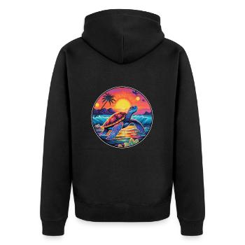 Turtle Colorful Watercolor Cartoon Kawaii Animal - Unisex Premium Organic Zip Hoodie - black - Back - Nico (187cm)