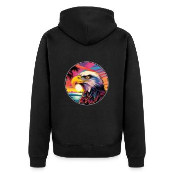 Adler Buntes Aquarell Cartoon Kawaii Tier - Unisex Premium Bio Zip Hoodie - Schwarz - Hinten - Nico (187cm)