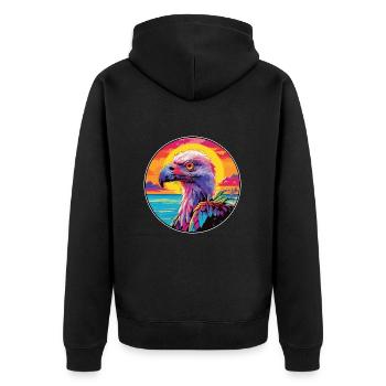 vautour coloré aquarelle dessin animé Kawaii Animal - Veste à capuche bio Premium Unisexe - noir - Dos - Nico (187cm)