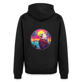 Adler Buntes Aquarell Cartoon Kawaii Tier - Unisex Premium Bio Zip Hoodie - Schwarz - Hinten - Nico (187cm)