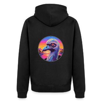 émeu coloré aquarelle dessin animé Kawaii Animal - Veste à capuche bio Premium Unisexe - noir - Dos - Nico (187cm)