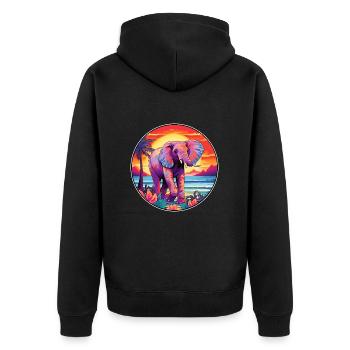 Elephant Colorful Watercolor Cartoon Kawaii Animal - Unisex Premium Organic Zip Hoodie - black - Back - Nico (187cm)