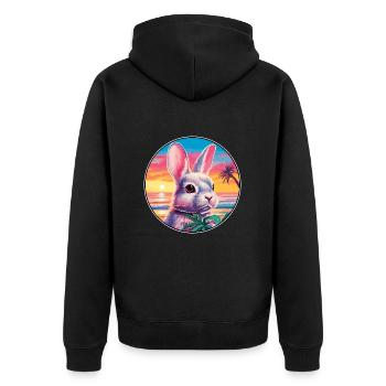 Kaninchen buntes Aquarell Cartoon Kawaii Tier - Unisex Premium Bio Zip Hoodie - Schwarz - Hinten - Nico (187cm)