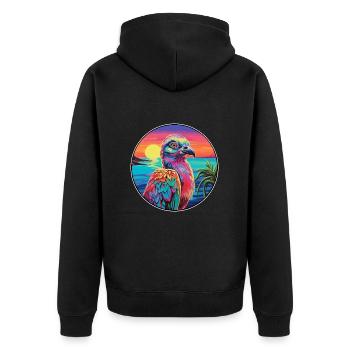 perdrix coloré aquarelle dessin animé Kawaii animal de compagnie - Veste à capuche bio Premium Unisexe - noir - Dos - Nico (187cm)