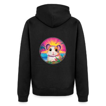Hamster Buntes Aquarell Cartoon Kawaii Tier - Unisex Premium Bio Zip Hoodie - Schwarz - Hinten - Nico (187cm)