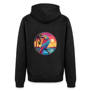 Papagei Buntes Aquarell Cartoon Kawaii Tier - Unisex Premium Bio Zip Hoodie - Schwarz - Hinten - Nico (187cm)