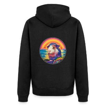 Meerschweinchen Buntes Aquarell Cartoon Kawaii Haustier - Unisex Premium Bio Zip Hoodie - Schwarz - Hinten - Nico (187cm)