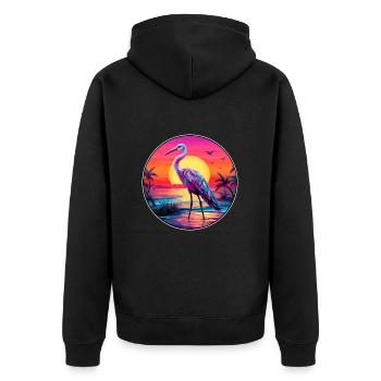 Ibis Buntes Aquarell Cartoon Kawaii Tier - Unisex Premium Bio Zip Hoodie - Schwarz - Hinten - Nico (187cm)