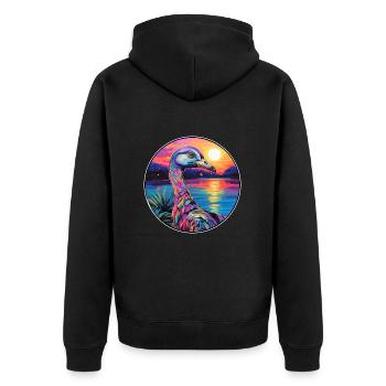 Pintade Aquarelle Coloré Dessin Animé Kawaii Pet - Veste à capuche bio Premium Unisexe - noir - Dos - Nico (187cm)