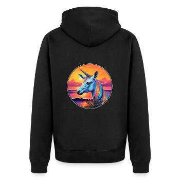 Oryx coloré aquarelle dessin animé Kawaii Animal - Veste à capuche bio Premium Unisexe - noir - Dos - Nico (187cm)