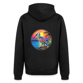 Kiwi Vogel Buntes Aquarell Cartoon Kawaii Haustier - Unisex Premium Bio Zip Hoodie - Schwarz - Hinten - Nico (187cm)