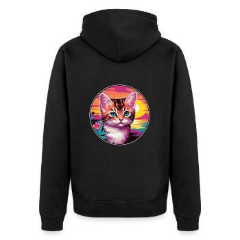 Chaton coloré aquarelle dessin animé kawaii animal - Veste à capuche bio Premium Unisexe - noir - Dos - Nico (187cm)