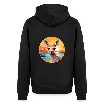 Kangaroo Colorful Watercolor Cartoon Kawaii Animal - Unisex Premium Organic Zip Hoodie - black - Back - Nico (187cm)