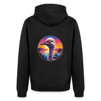 autruche coloré aquarelle dessin animé animal kawaii - Veste à capuche bio Premium Unisexe - noir - Dos - Nico (187cm)