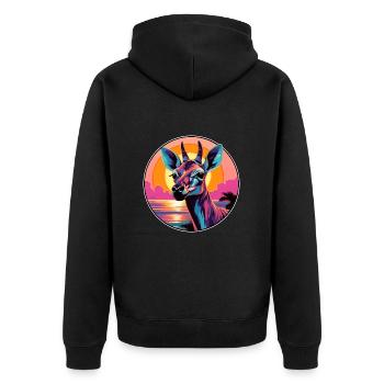 Okapi Colorful Watercolor Cartoon Kawaii Animal - Unisex Premium Organic Zip Hoodie - black - Back - Nico (187cm)