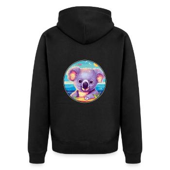 Koala Buntes Aquarell Cartoon Kawaii Tier - Unisex Premium Bio Zip Hoodie - Schwarz - Hinten - Nico (187cm)
