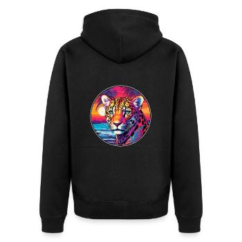 Leopard Colorful Watercolor Cartoon Kawaii Animal - Unisex Premium Organic Zip Hoodie - black - Back - Nico (187cm)