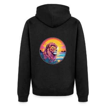 Lion coloré aquarelle dessin animé Kawaii Animal - Veste à capuche bio Premium Unisexe - noir - Dos - Nico (187cm)