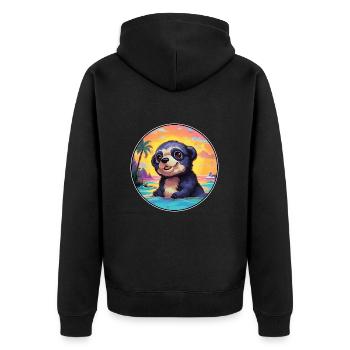 Mole Colorful Watercolor Cartoon Kawaii Animal - Unisex Premium Organic Zip Hoodie - black - Back - Nico (187cm)