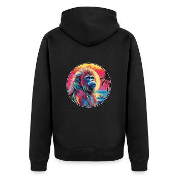 Mandrill Buntes Aquarell Cartoon Kawaii Tier - Unisex Premium Bio Zip Hoodie - Schwarz - Hinten - Nico (187cm)