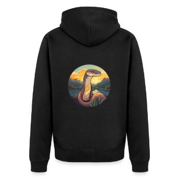 Anakonda Buntes Aquarell Cartoon Kawaii Tier - Unisex Premium Bio Zip Hoodie - Schwarz - Hinten - Nico (187cm)