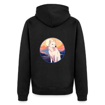 Loup arctique coloré aquarelle dessin animé kawaii animal de compagnie - Veste à capuche bio Premium Unisexe - noir - Dos - Nico (187cm)
