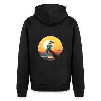 Bienenfresser Bunte Aquarell-Karikatur Kawaii Haustier - Unisex Premium Bio Zip Hoodie - Schwarz - Hinten - Nico (187cm)