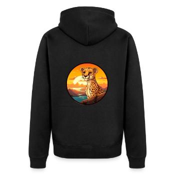 Cheetah Colorful Watercolor Cartoon Kawaii Animal - Unisex Premium Organic Zip Hoodie - black - Back - Nico (187cm)
