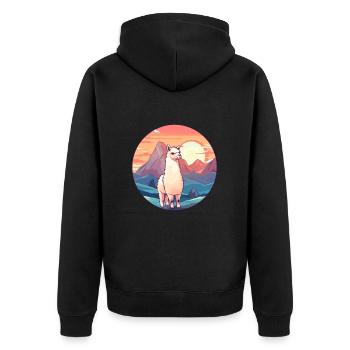 Alpaga Aquarelle Colorée Dessin Animé Kawaii Animal - Veste à capuche bio Premium Unisexe - noir - Dos - Nico (187cm)