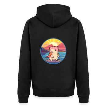 Axolotl Aquarelle Colorée Dessin Animé Kawaii Animal - Veste à capuche bio Premium Unisexe - noir - Dos - Nico (187cm)