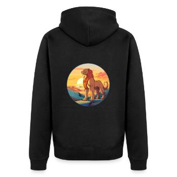 Chimera Colorful Watercolor Cartoon Kawaii Animal - Unisex Premium Organic Zip Hoodie - black - Back - Nico (187cm)