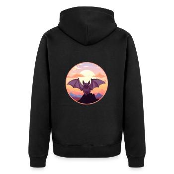 Fledermaus Buntes Aquarell Cartoon Kawaii Tier - Unisex Premium Bio Zip Hoodie - Schwarz - Hinten - Nico (187cm)
